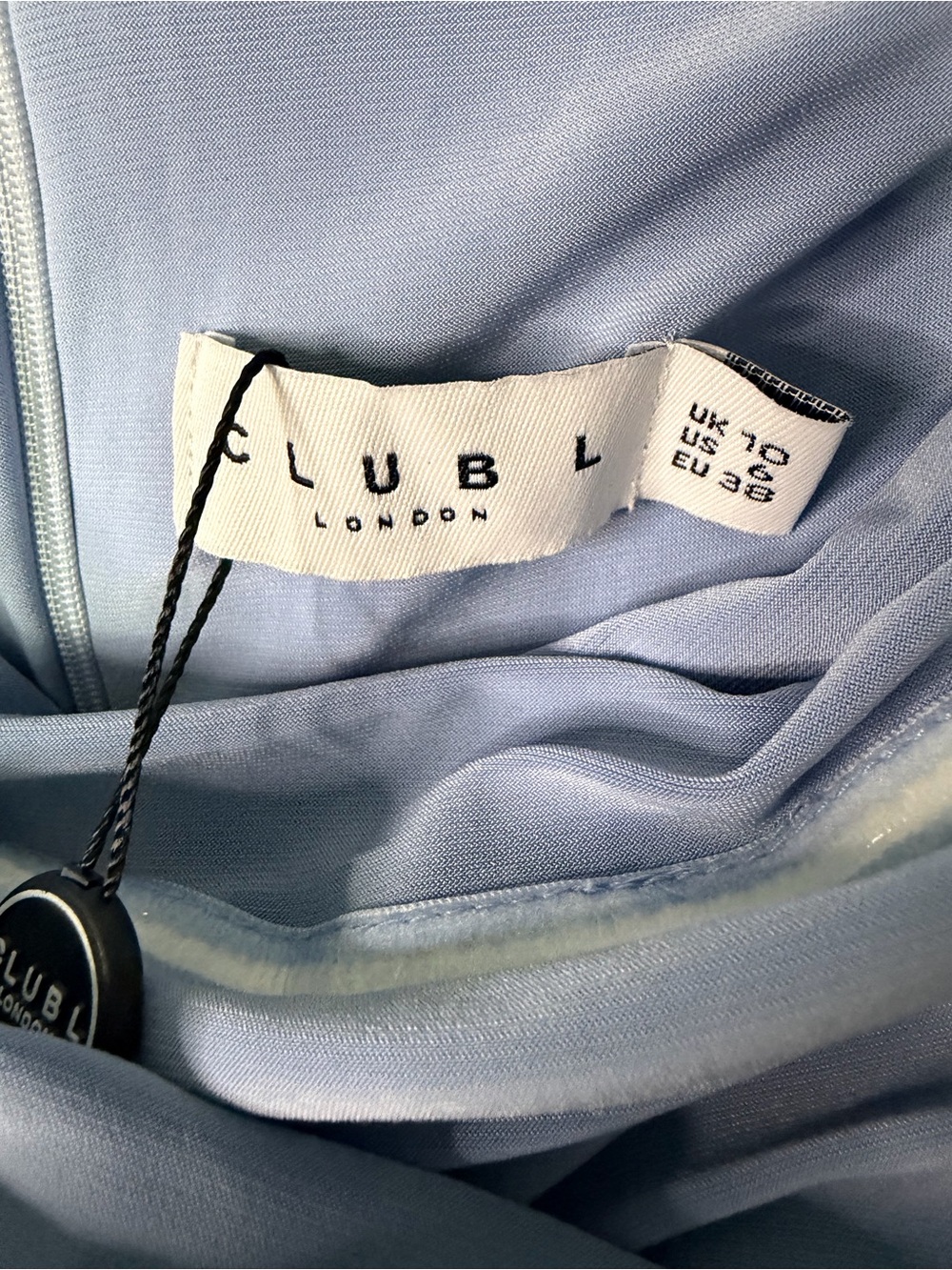 NWT Club L London One-Shoulder Twist Maternity Dress Cornflower Blue | Size 6 - Picture 10 of 10